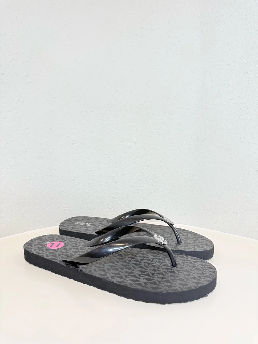 Michael Kors Signature Logo Black Women’s Slides Size 11 NEW